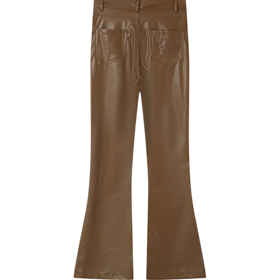 Pantalon Flare Simili Cuir Marron