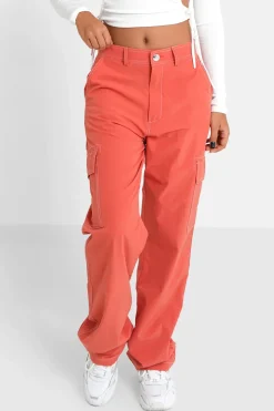 Pantalon Fluide Cargo Rose Fonce
