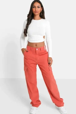 Pantalon Fluide Cargo Rose Fonce