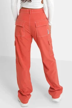 Pantalon Fluide Cargo Rose Fonce