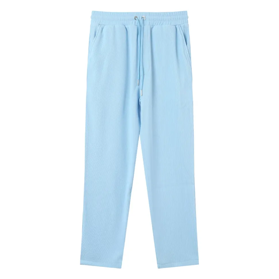 Pantalon Fluide Plisse Bleu Clair