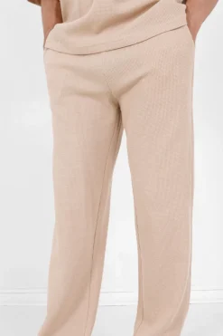 Pantalon Gaufre Droit Beige