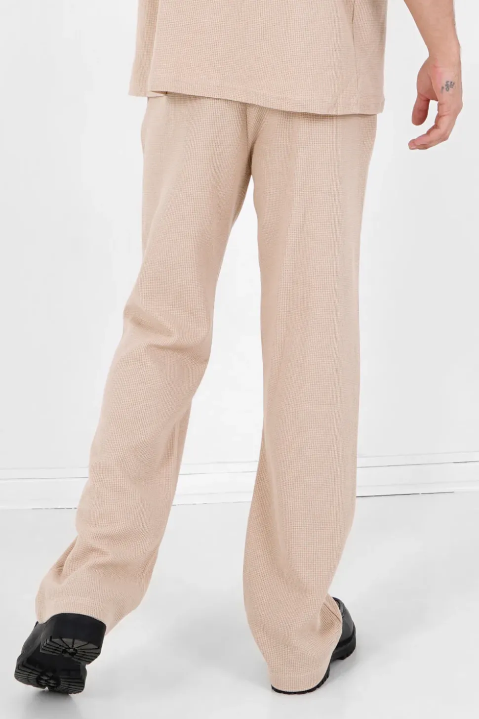 Pantalon Gaufre Droit Beige