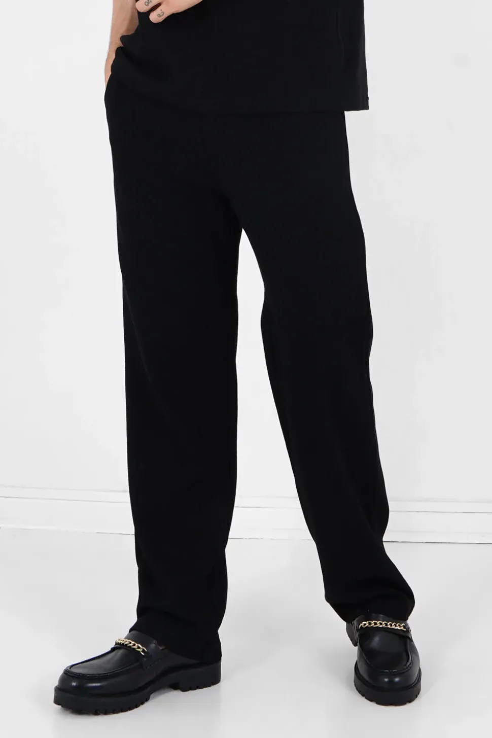 Pantalon Gaufre Droit Noir