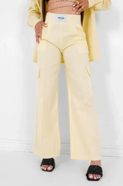 Pantalon Jambes Larges Logo Jaune