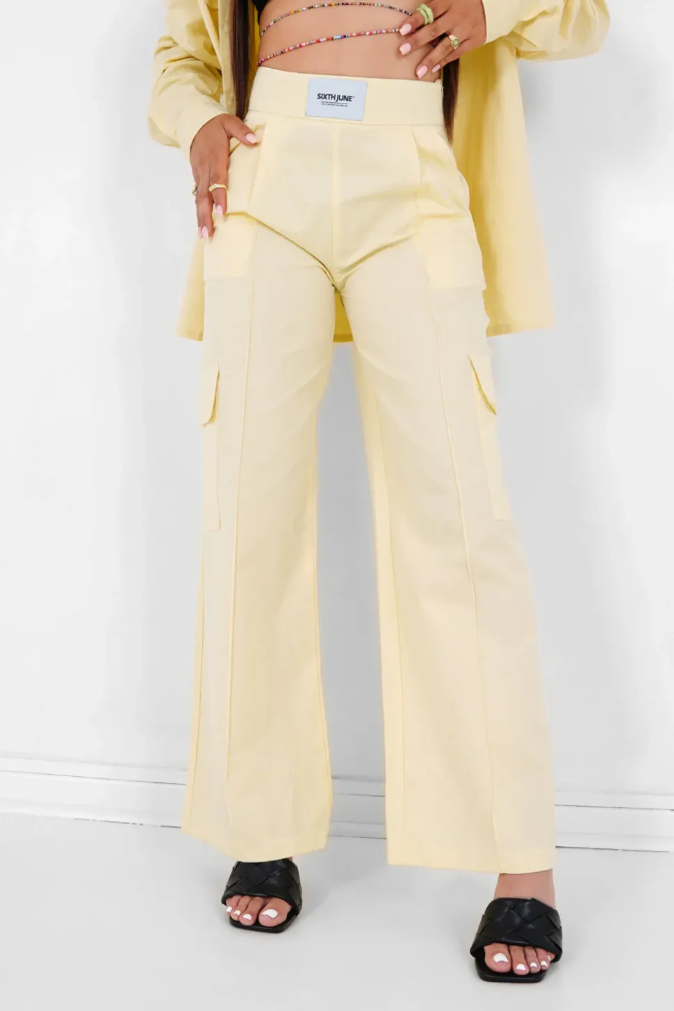 Pantalon Jambes Larges Logo Jaune
