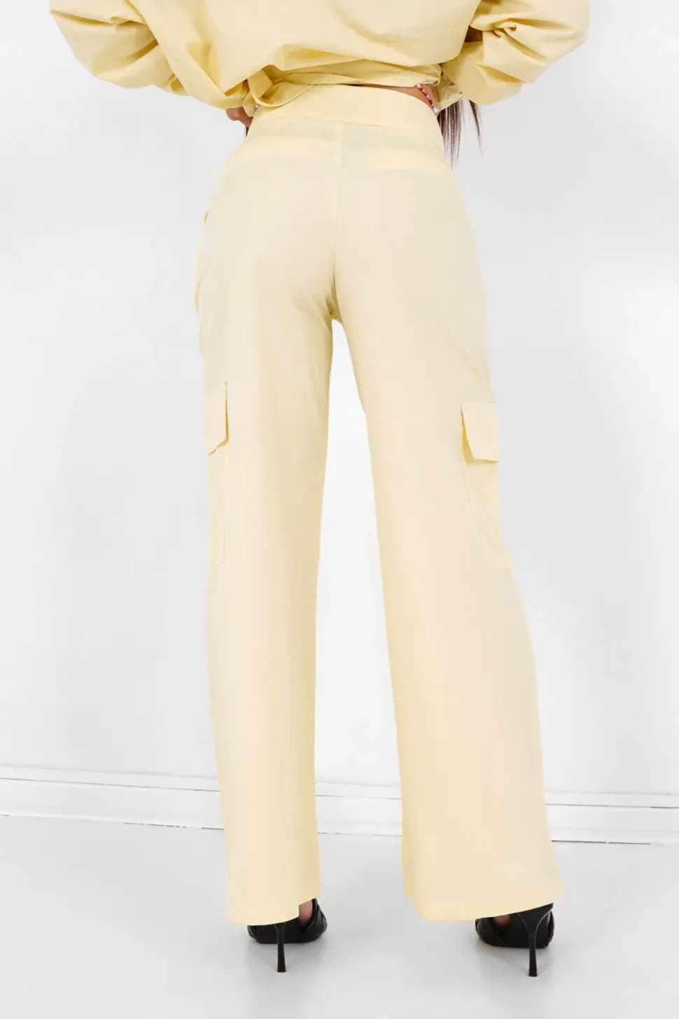 Pantalon Jambes Larges Logo Jaune