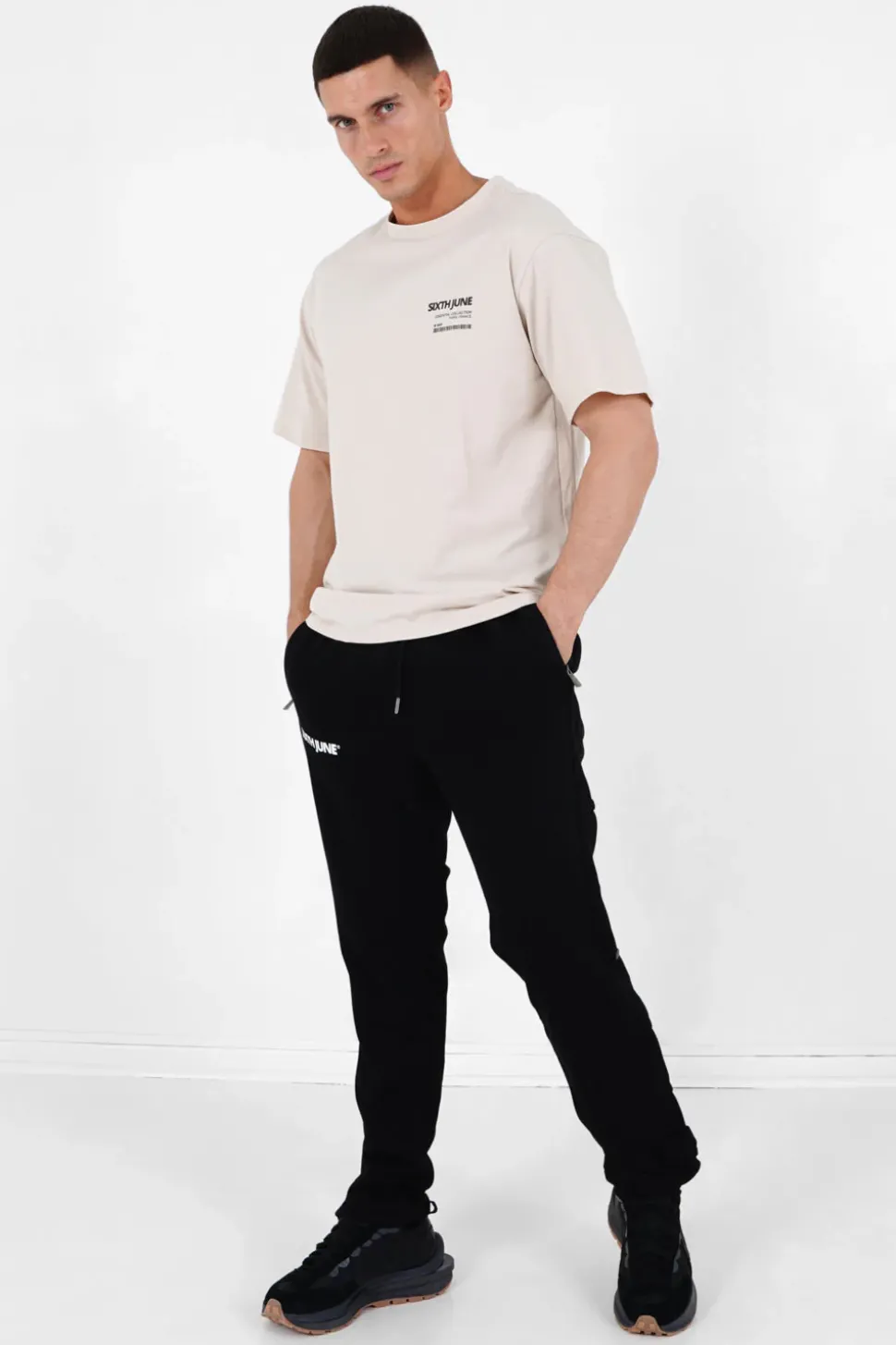 Pantalon Jogging Boutons Noir