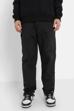 Pantalon Leger Boutons Broderie Noir