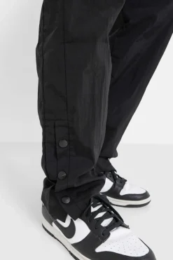 Pantalon Leger Boutons Broderie Noir