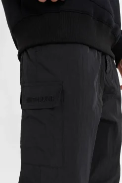 Pantalon Leger Boutons Broderie Noir