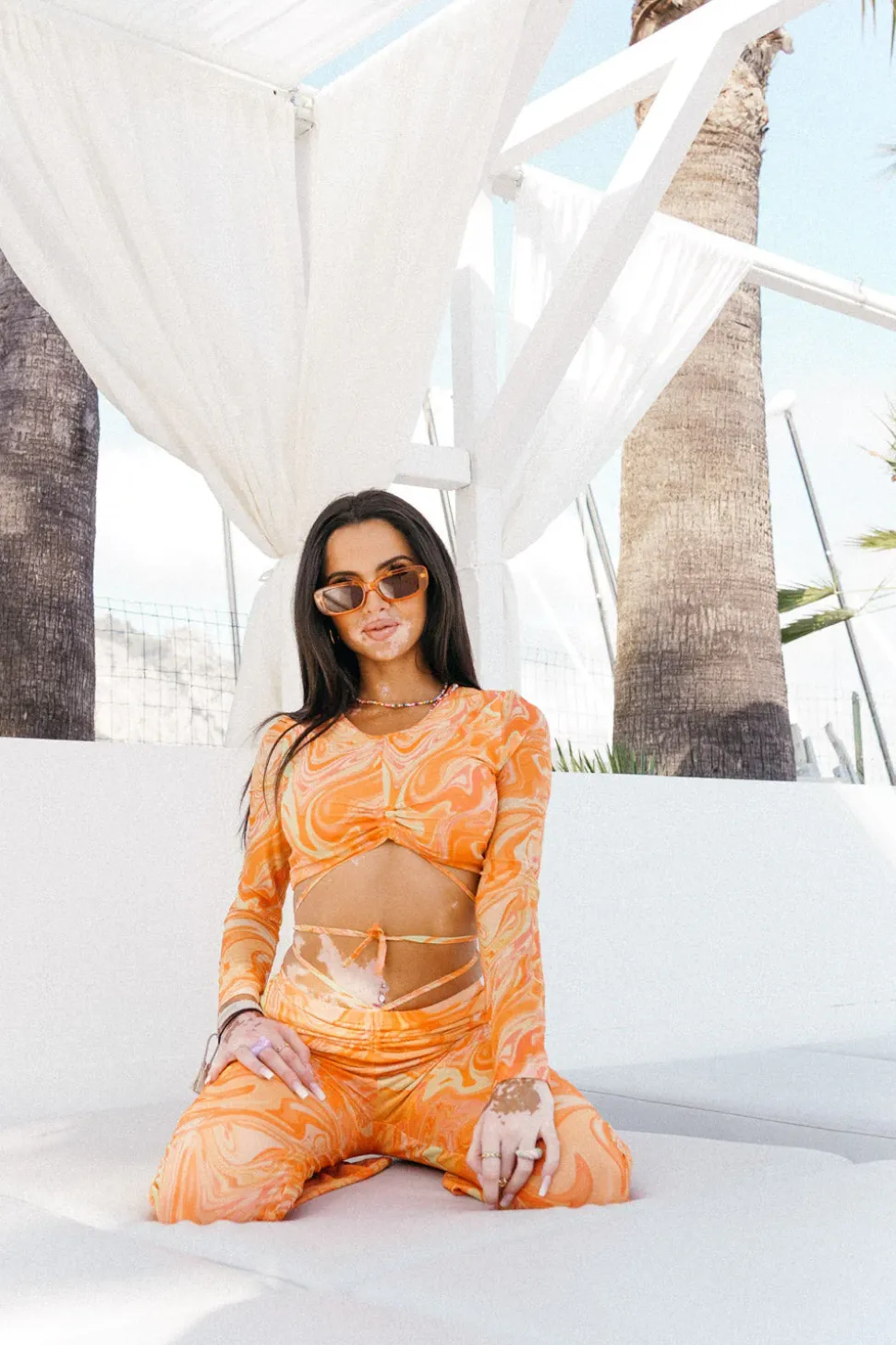 Pantalon Mesh Flare Encre Orange