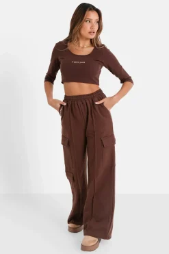 Pantalon Molletonne Loose Cargo Marron