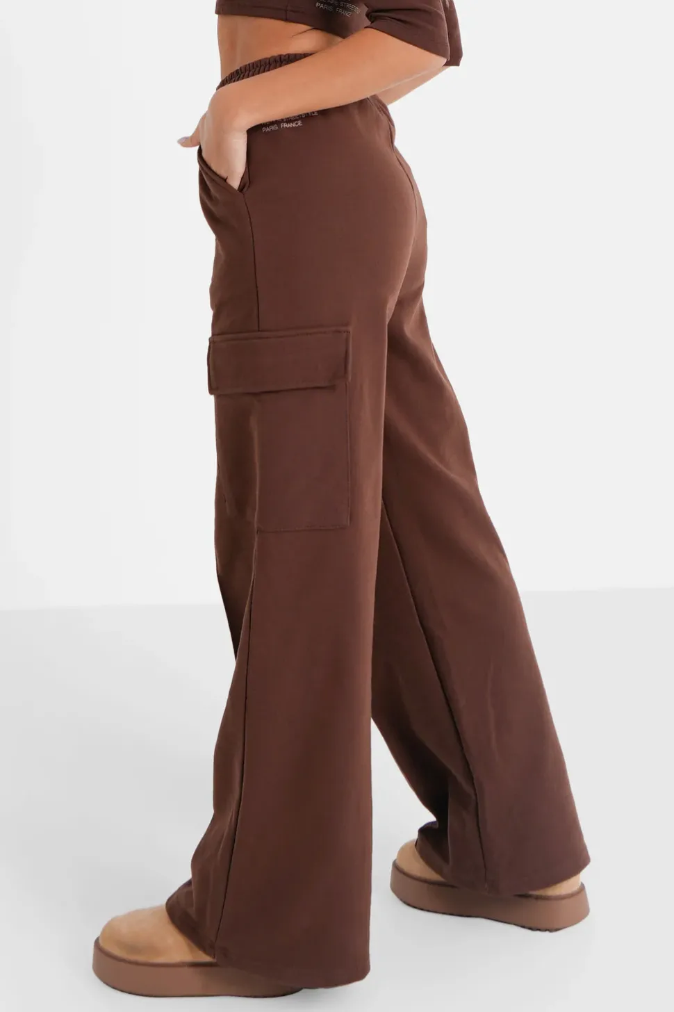 Pantalon Molletonne Loose Cargo Marron