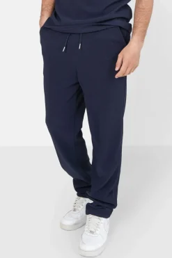 Pantalon Plisse Regular Bleu Fonce