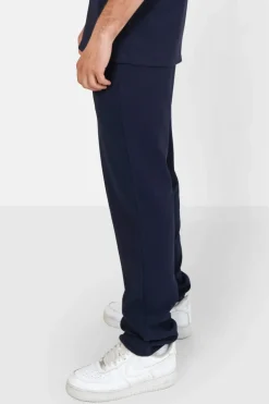 Pantalon Plisse Regular Bleu Fonce