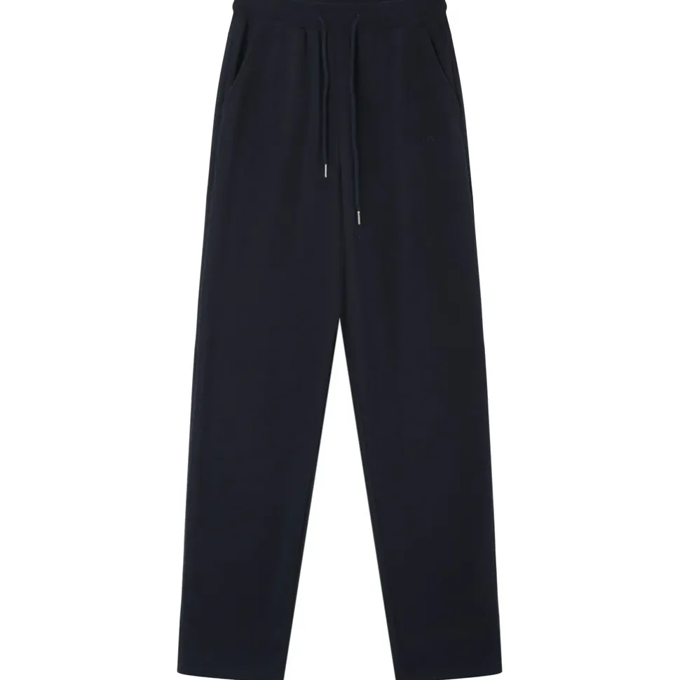 Pantalon Plisse Regular Bleu Fonce