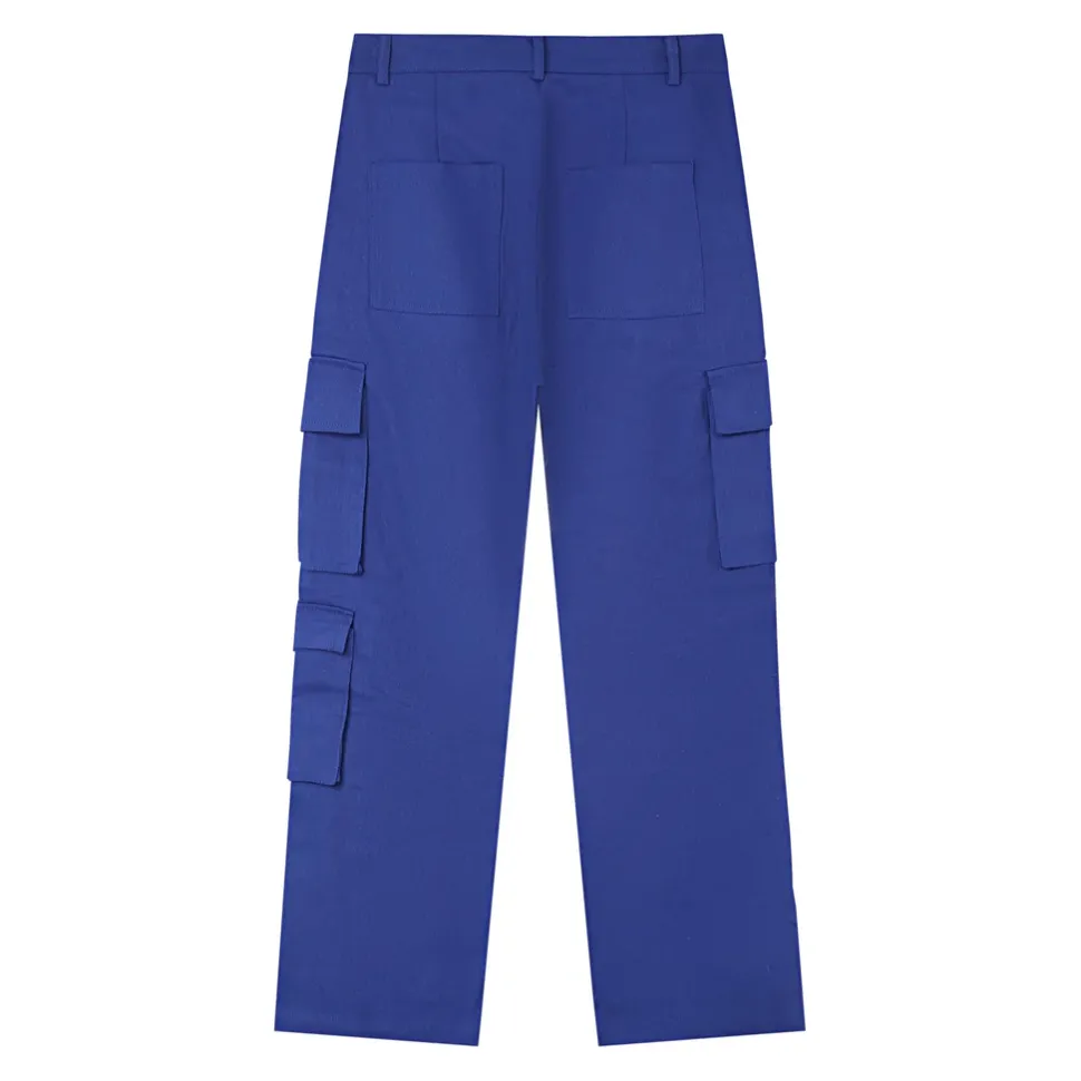 Pantalon Poches Cargo Droit Bleu Fonce