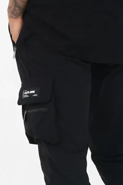 Pantalon Poches Cargo Nylon Noir