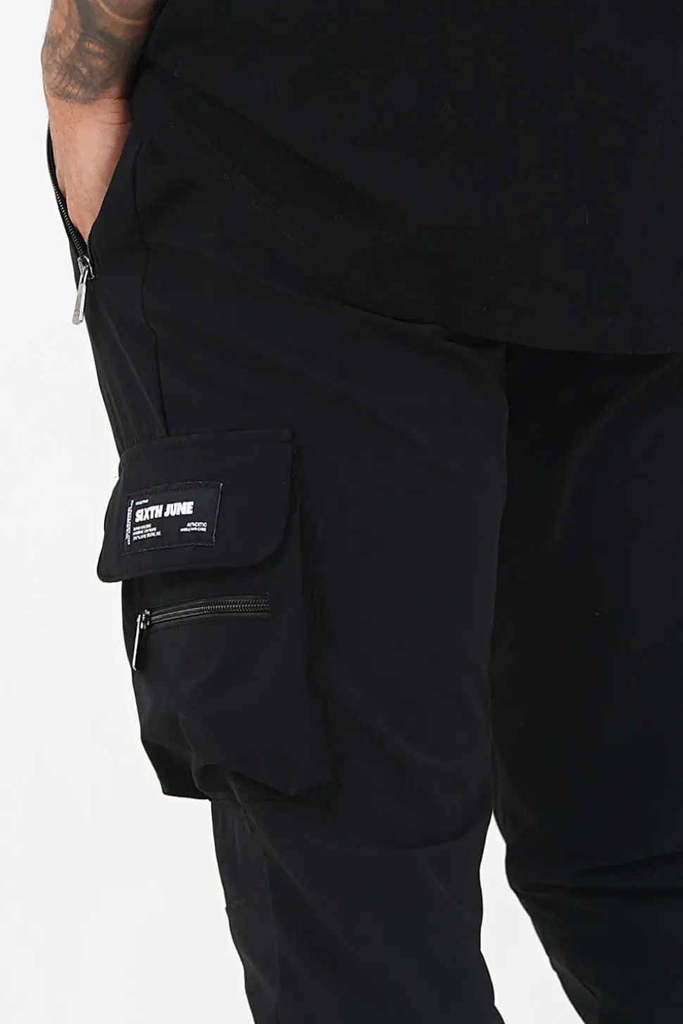 Pantalon Poches Cargo Nylon Noir