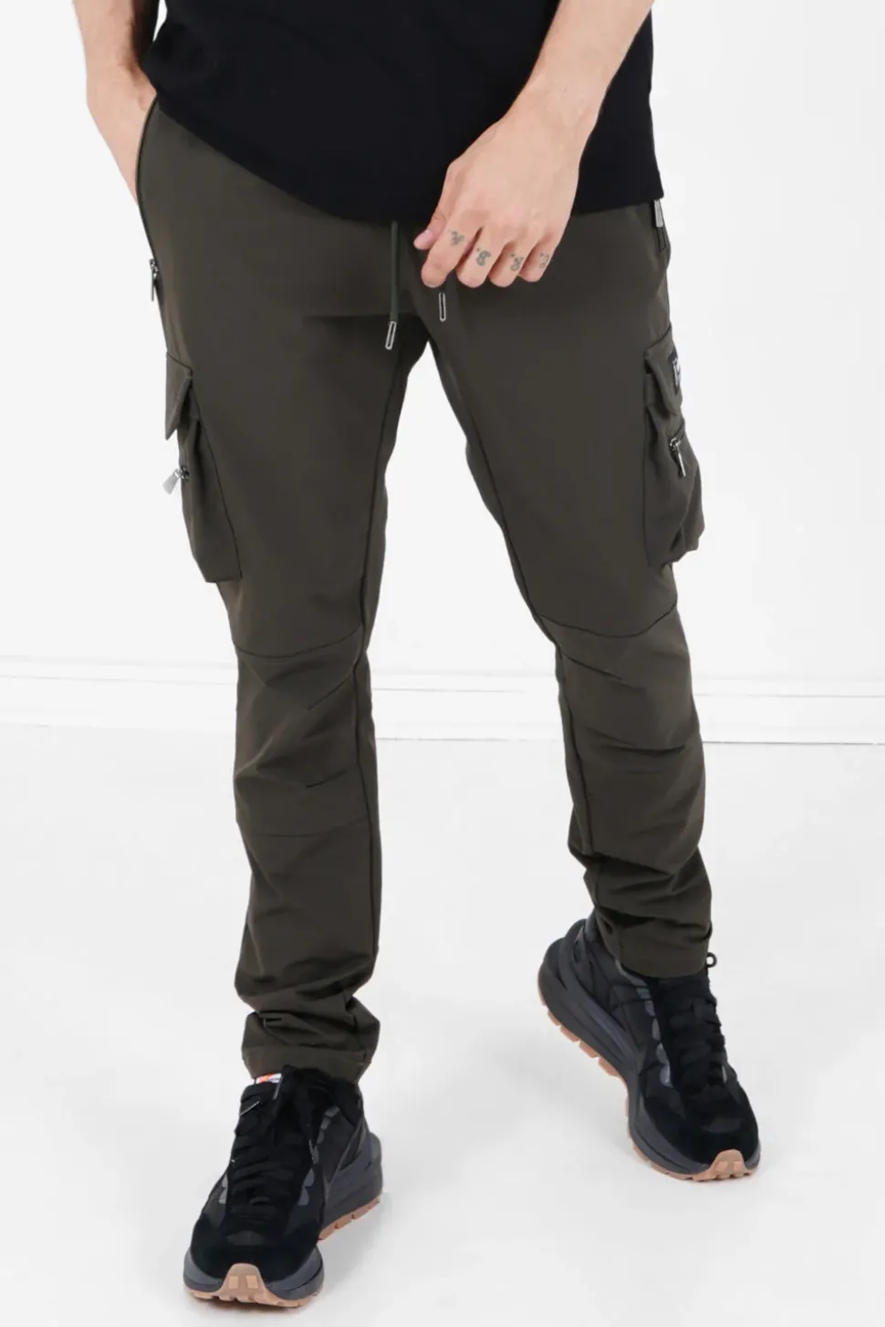 Pantalon Poches Cargo Nylon Vert Kaki