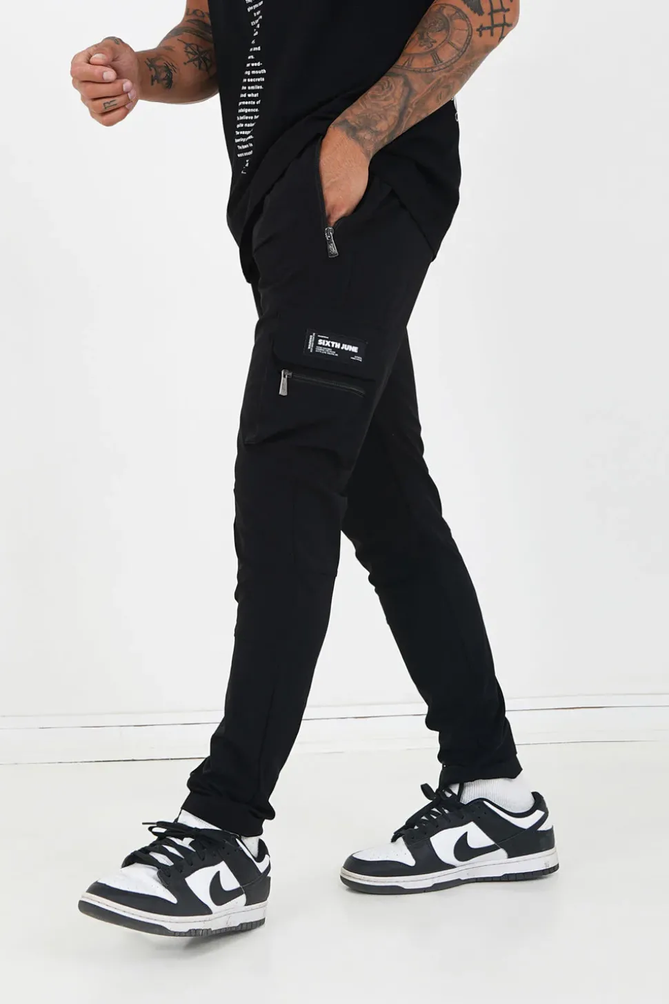 Pantalon Poches Cargo Nylon Noir