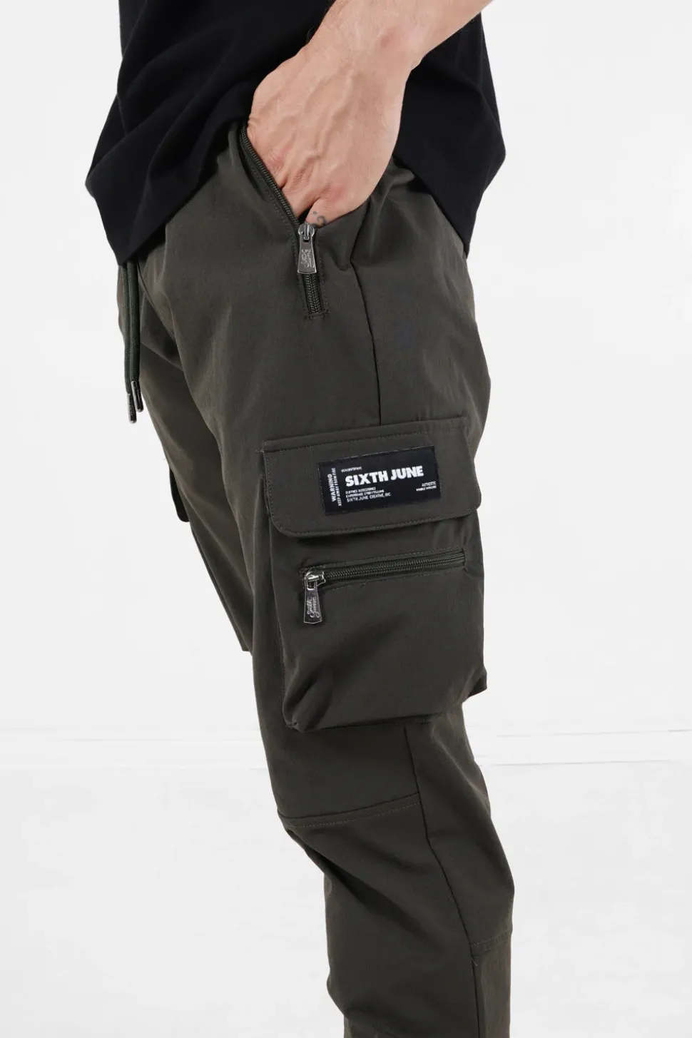 Pantalon Poches Cargo Nylon Vert Kaki