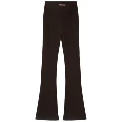 Pantalon Texture Evase Marron Fonce