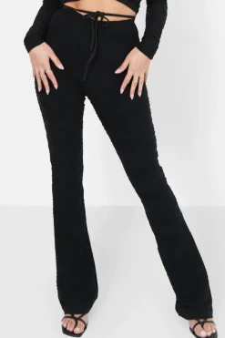 Pantalon Texture Evase Noir