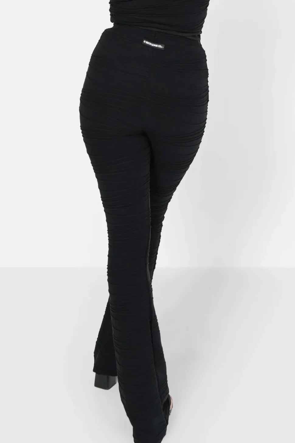 Pantalon Texture Evase Noir
