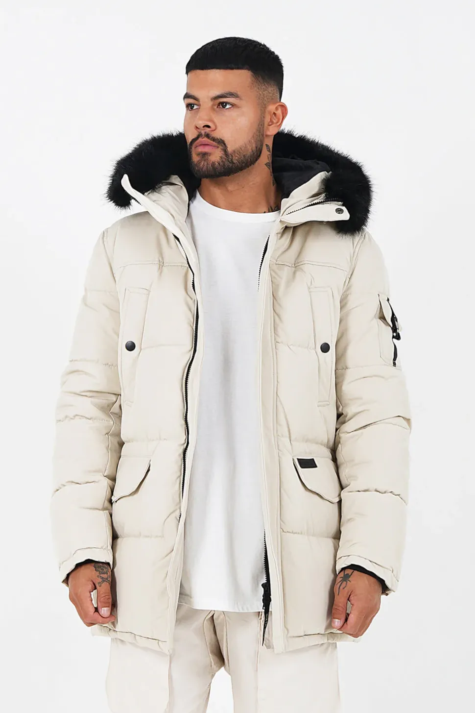 Parka Fourrure Deperlante Beige