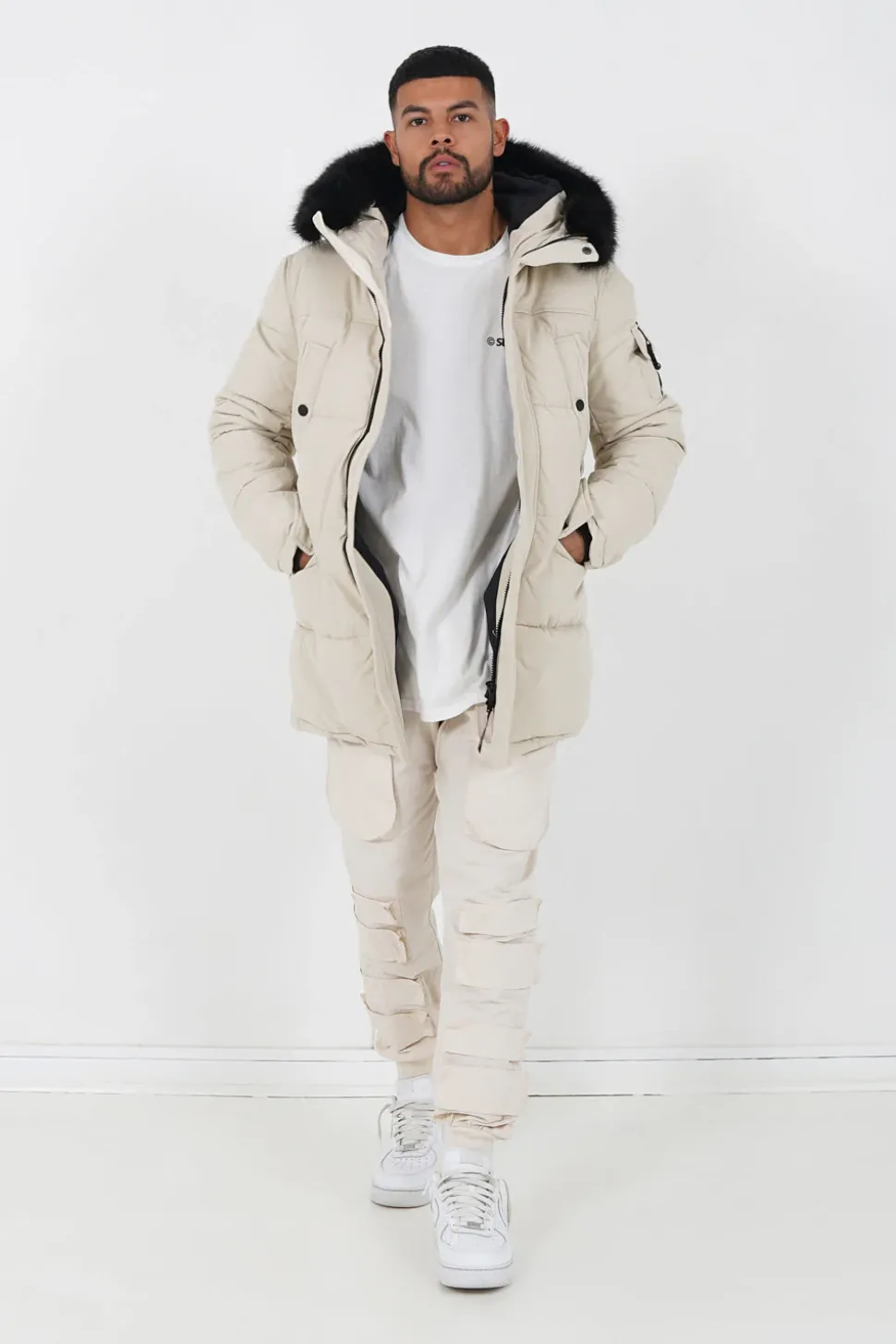 Parka Fourrure Deperlante Beige