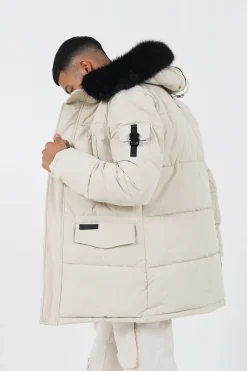Parka Fourrure Deperlante Beige