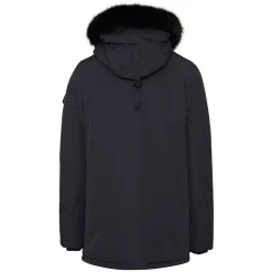 Parka Fourrure Deperlante Bleu Fonce