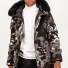 Parka Fourrure Imprime Montagne Noir