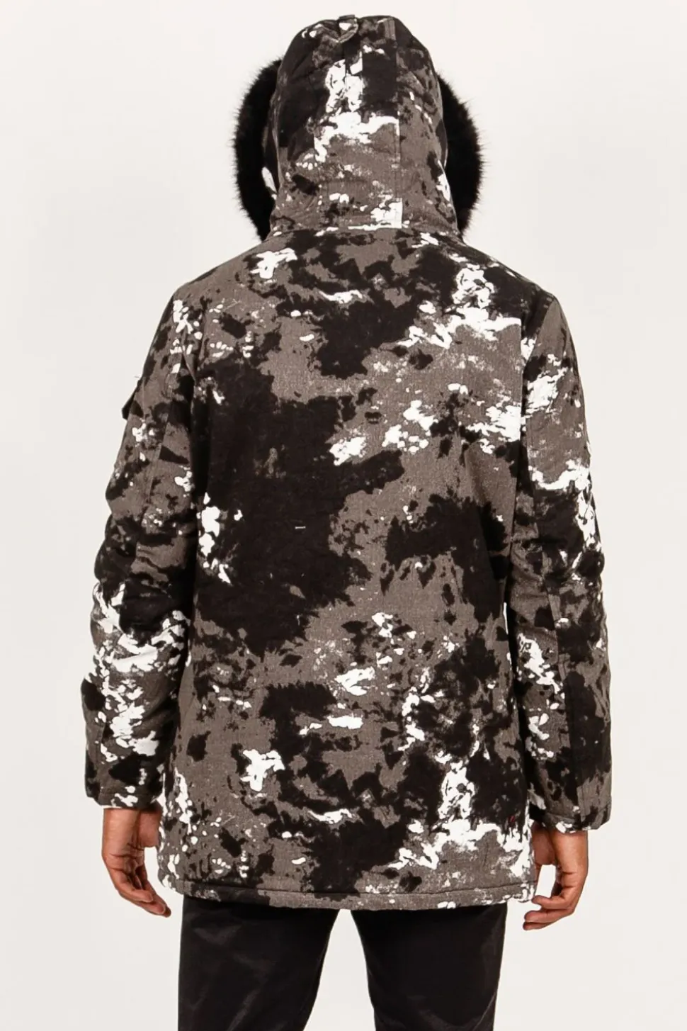 Parka Fourrure Imprime Montagne Noir