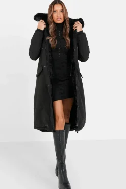 Parka Longue Interieur Polaire Noir