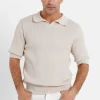 Polo Cotele Manches Courtes Beige