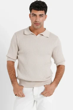 Polo Cotele Manches Courtes Beige