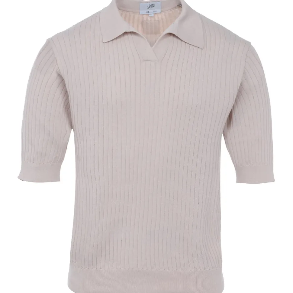 Polo Cotele Manches Courtes Beige