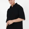 Polo Gaufre Oversize Noir