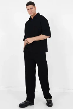 Polo Gaufre Oversize Noir