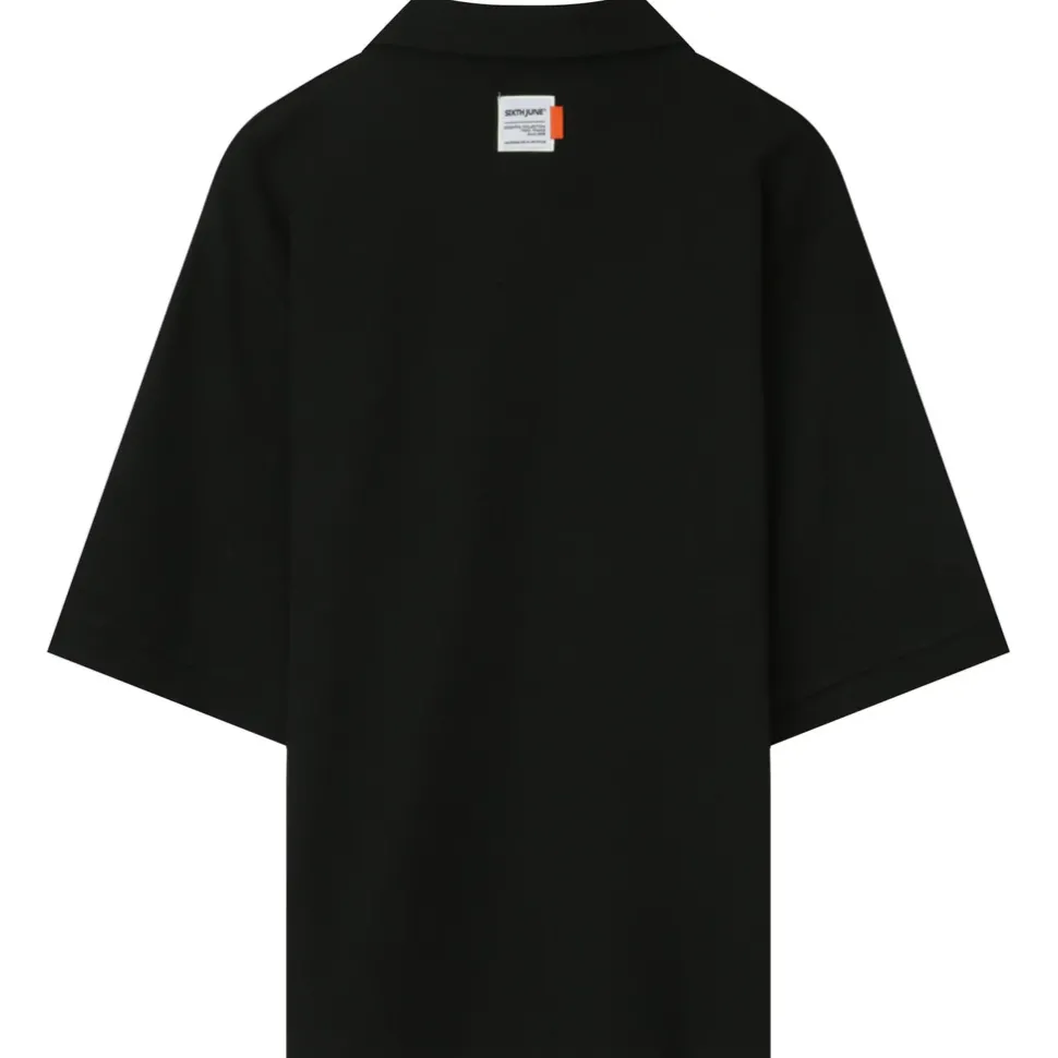 Polo Gaufre Oversize Noir