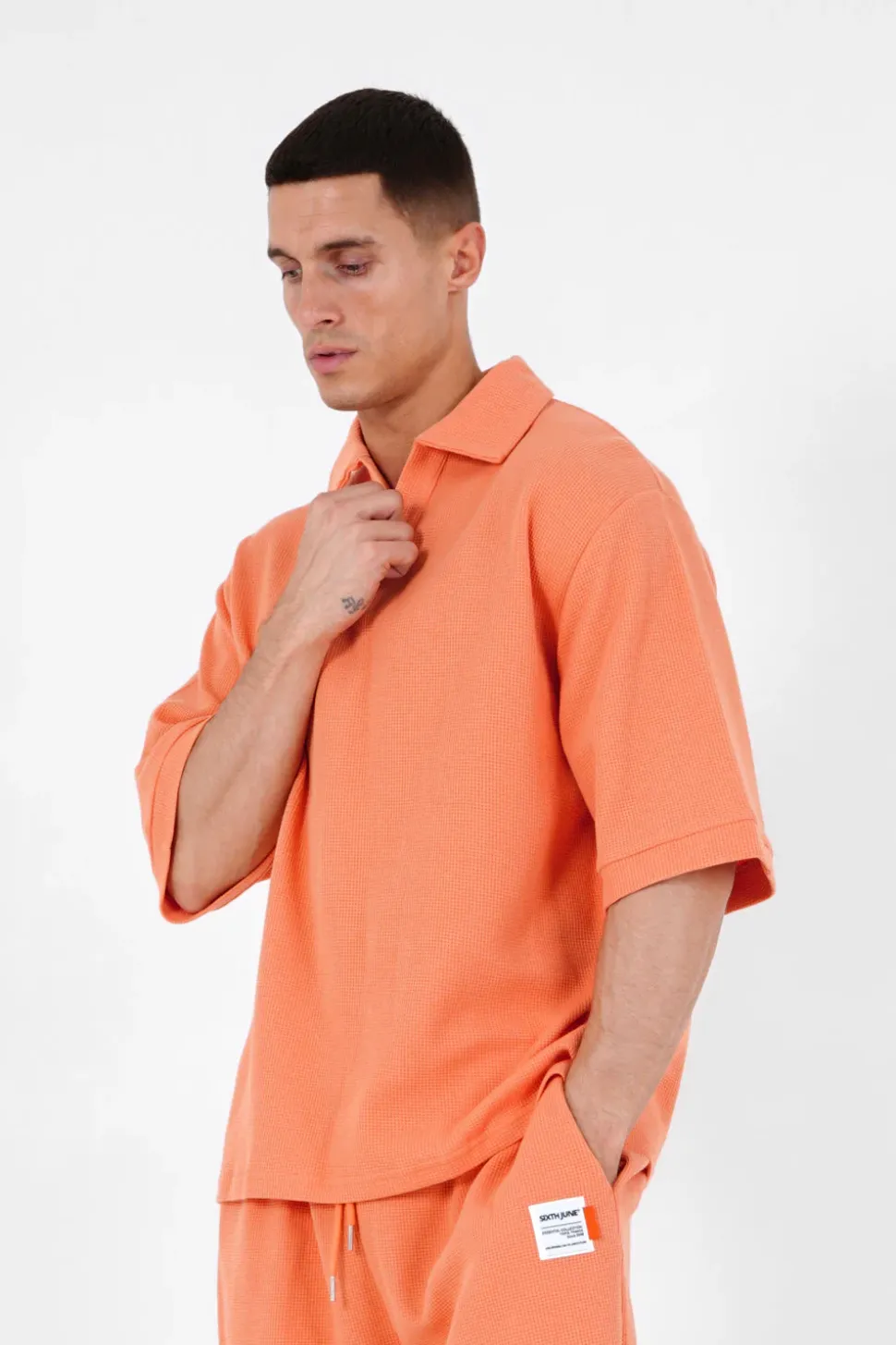 Polo Gaufre Oversize Orange