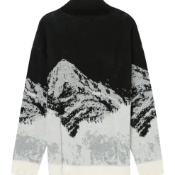 Pull Imprime Montagne Noir