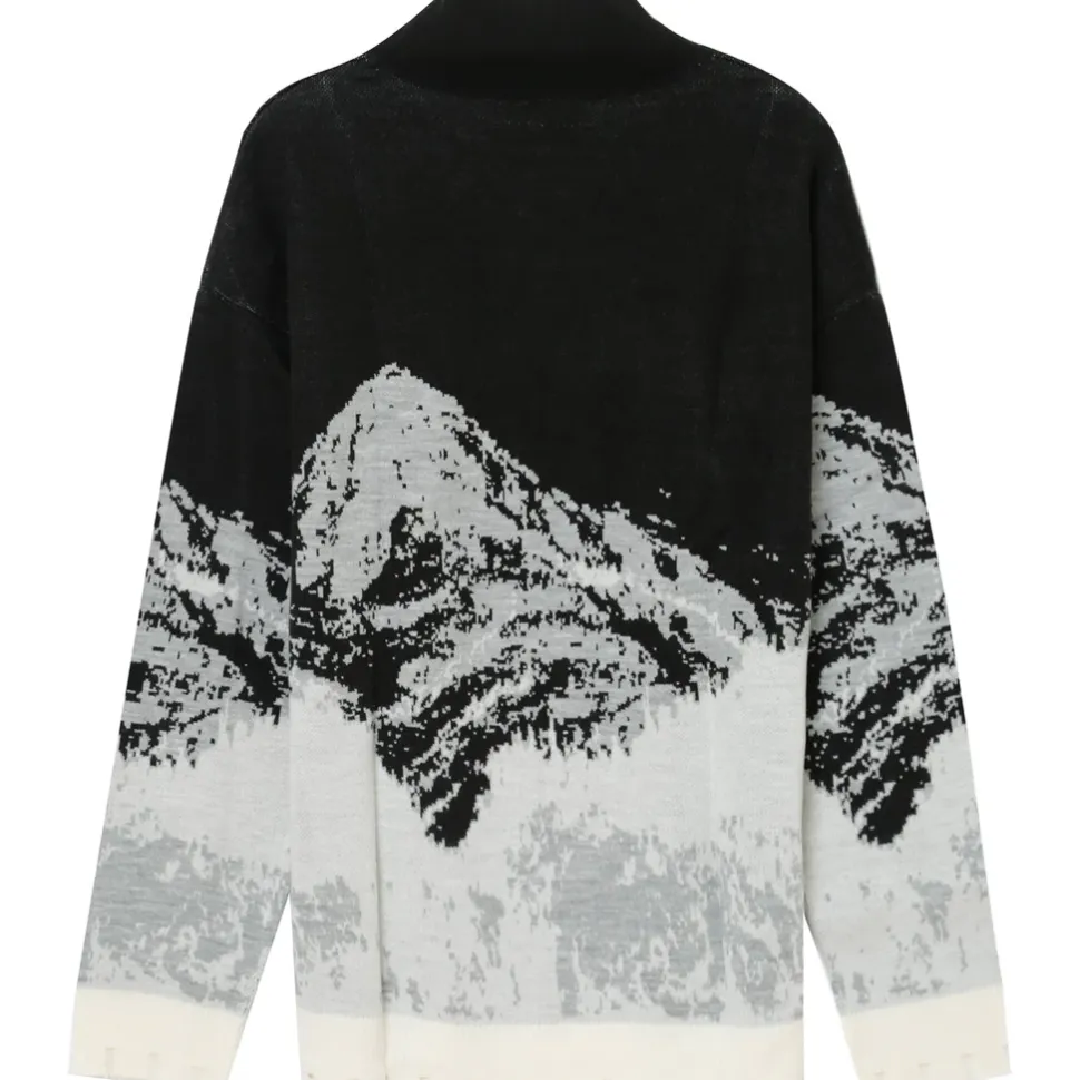 Pull Imprime Montagne Noir