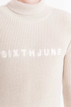 Pull Maille Col Roule Beige