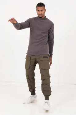 Pull Maille Cotele Col Gris Taupe
