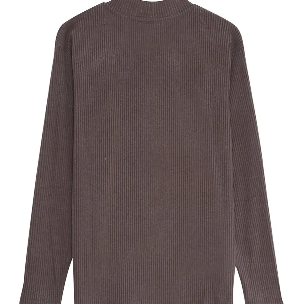 Pull Maille Cotele Col Gris Taupe