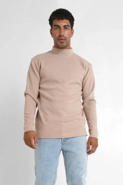 Pull Maille Logo Brode Beige